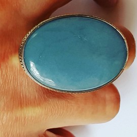 Large Sterling silver ring and natural Blue Opal