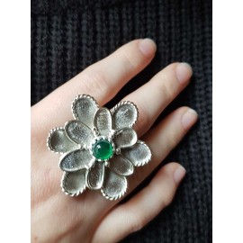 Sterling silver ring and agate GreenFlower