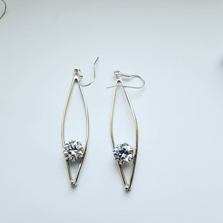 Sterling silver earrings and zirconia fte 490aa 1, Bijuterii de argint lucrate manual, handmade