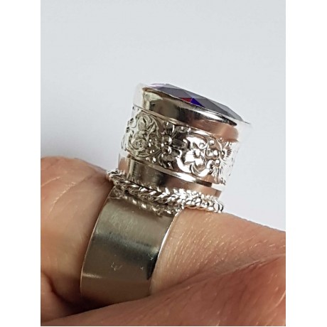 Sterling silver ring and amethyst PurpleWatch, Bijuterii de argint lucrate manual, handmade