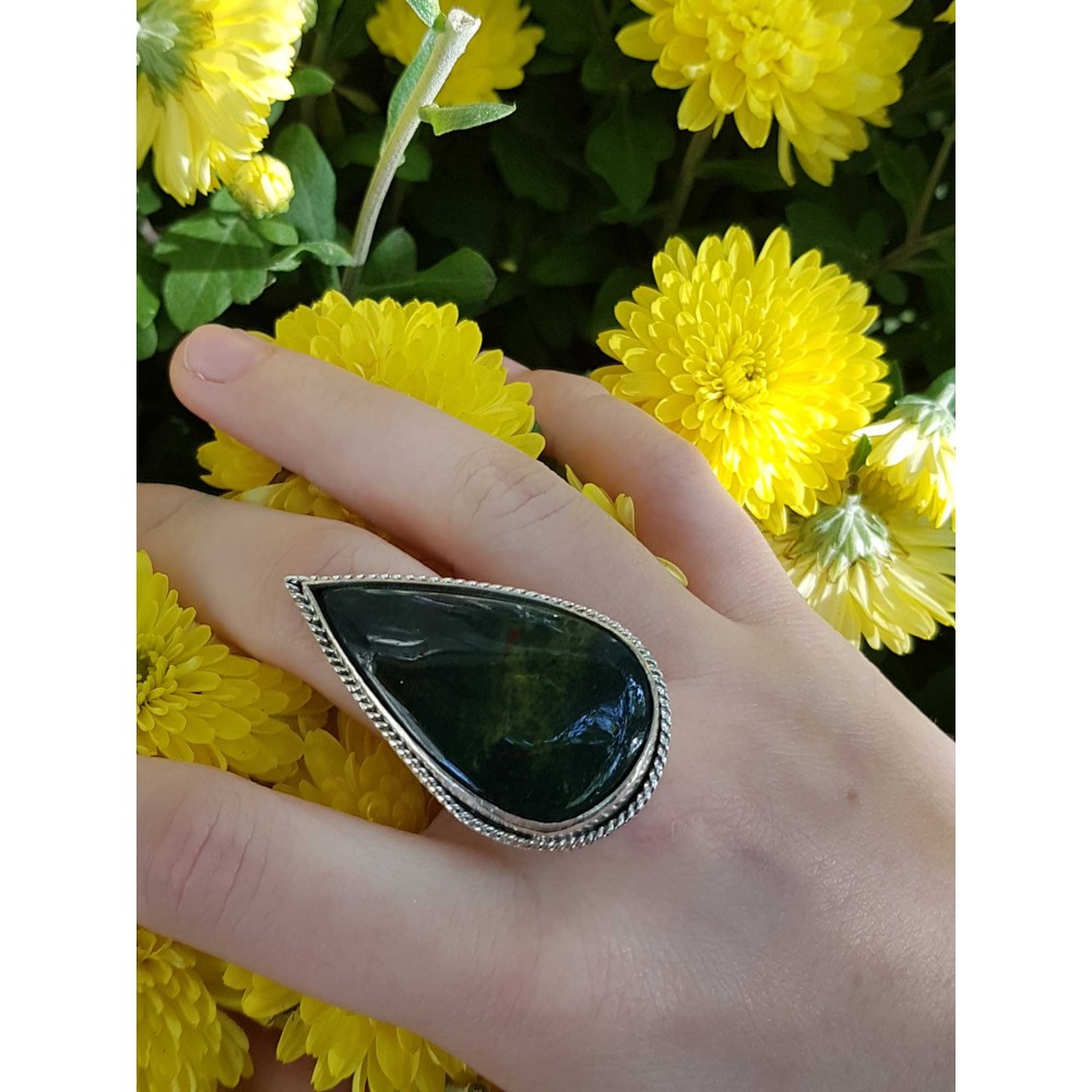 Sterling silver ring with natural jasper stone 