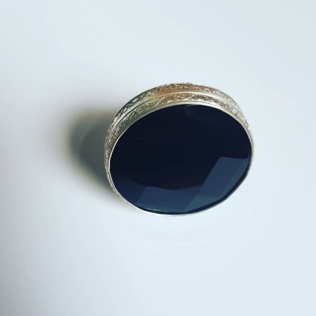 Sterling silver ring with black onix and natural Extra Blacks, Bijuterii de argint lucrate manual, handmade