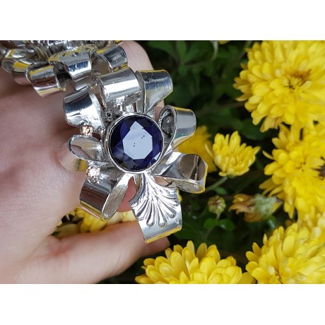 Sterling silver ring,  gold, Sapphire and citrines, Bijuterii de argint lucrate manual, handmade