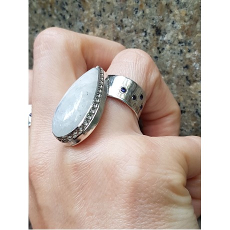 Sterling silver ring with natural moonstone , Bijuterii de argint lucrate manual, handmade