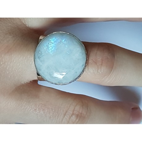 Sterling silver ring with natural moonstone Moontrims, Bijuterii de argint lucrate manual, handmade