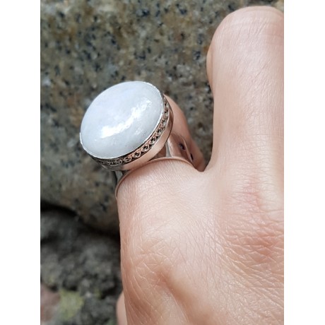 Sterling silver ring with natural moonstone Moontrims, Bijuterii de argint lucrate manual, handmade