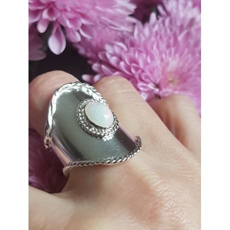 Sterling silver ring with natural fire opal BadgeofMagnanimy, Bijuterii de argint lucrate manual, handmade