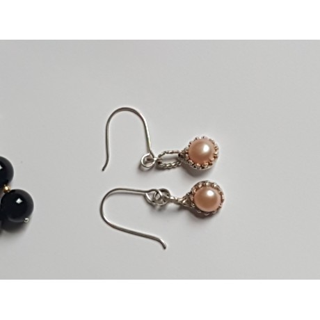 Sterling silver earrings and pearls , Bijuterii de argint lucrate manual, handmade