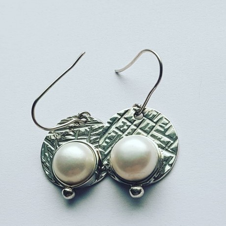 Sterling silver Earrings PearlSpot, Bijuterii de argint lucrate manual, handmade