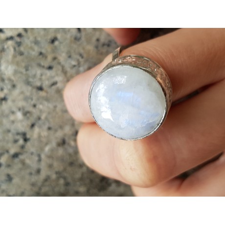 Sterling silver ring with natural moonstone Sound of Deep, Bijuterii de argint lucrate manual, handmade