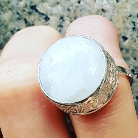 Sterling silver ring with natural moonstone Sound of Deep, Bijuterii de argint lucrate manual, handmade
