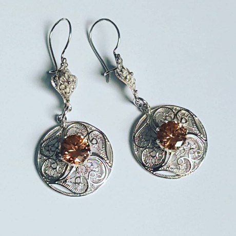 Sterling silver earrings and citrines Mindmyglowin , Bijuterii de argint lucrate manual, handmade
