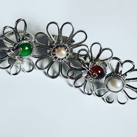 Sterling silver ring and pearl, Bijuterii de argint lucrate manual, handmade
