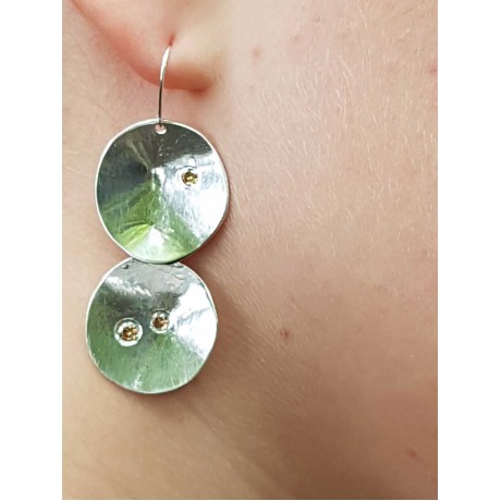 Sterling silver earrings and citrines CoinSpin, Bijuterii de argint lucrate manual, handmade