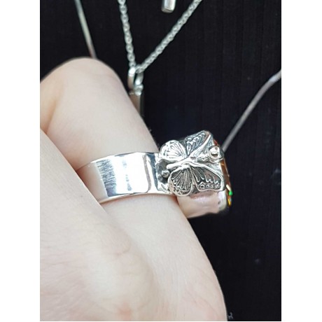 Sterling silver ring and citrine dalloz, Bijuterii de argint lucrate manual, handmade