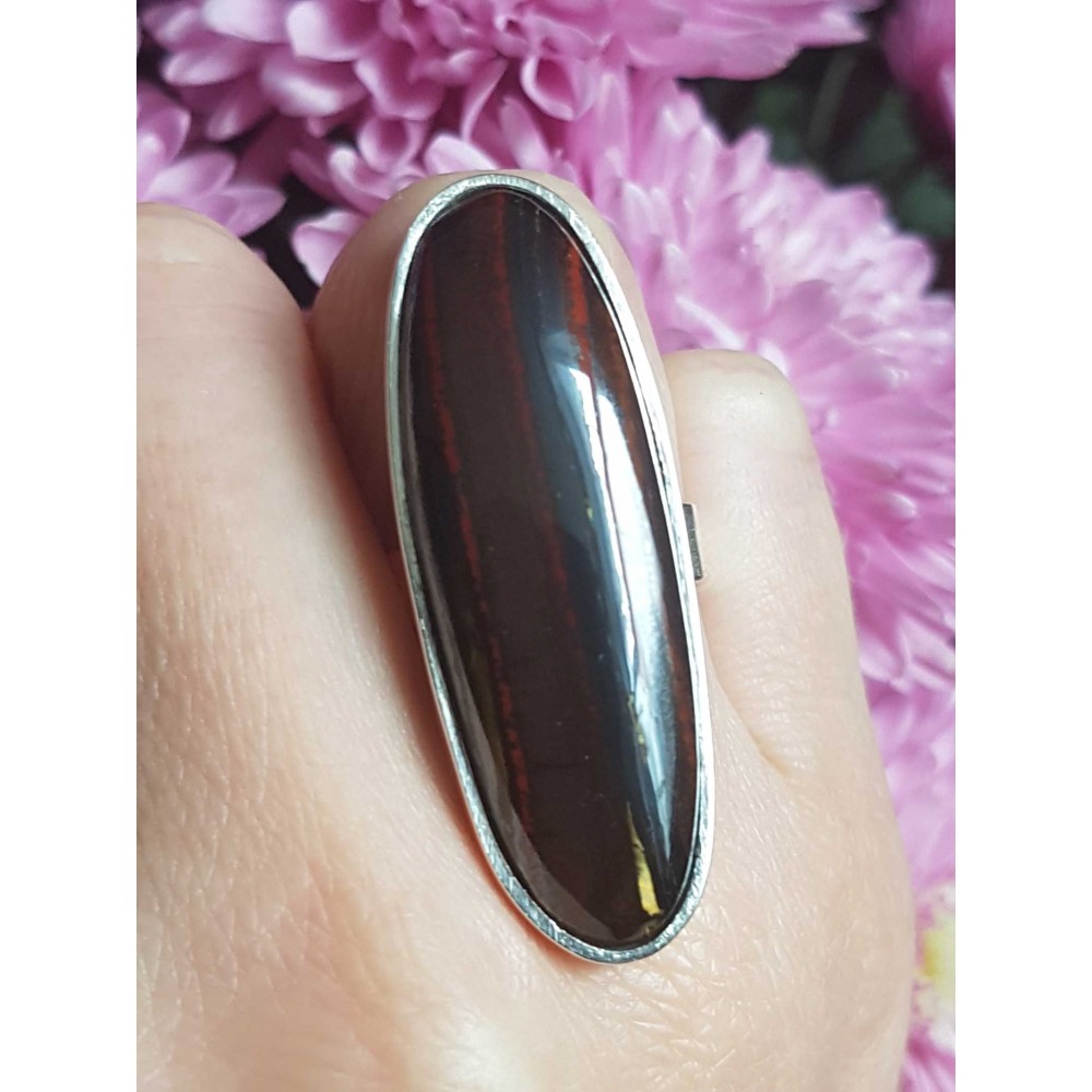 Sterling silver ring with natural iron tigers eye 