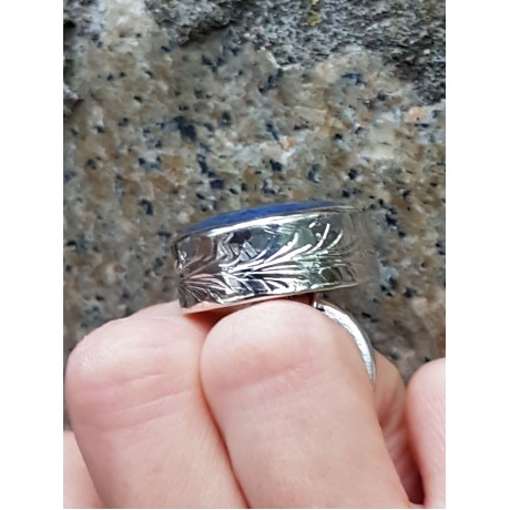 Sterling silver ring with natural lapislazuli , Bijuterii de argint lucrate manual, handmade