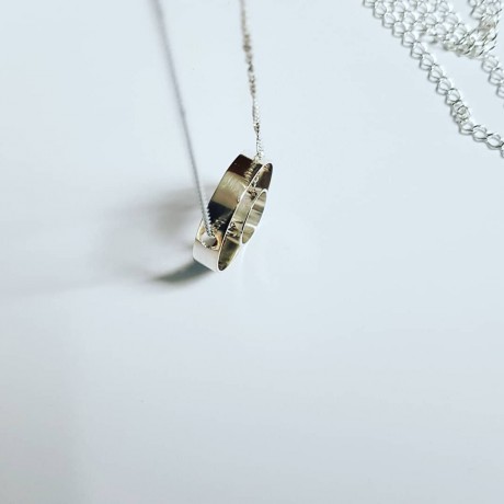 Sterling silver necklace InbetweenCircles, Bijuterii de argint lucrate manual, handmade