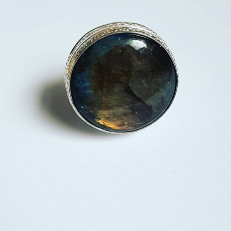 Sterling silver ring with natural labradorite stone, Bijuterii de argint lucrate manual, handmade