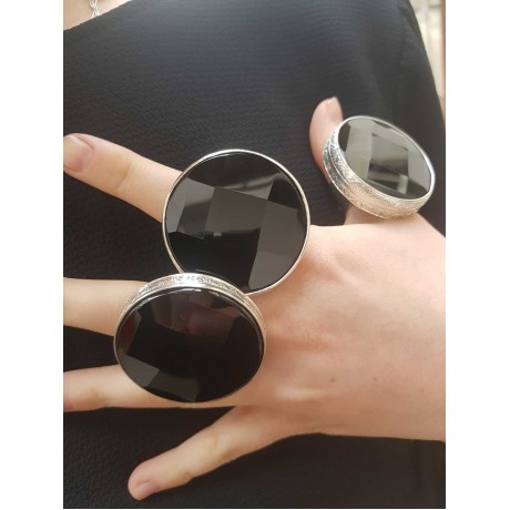 Large Sterling silver ring with natural onyx stone , Bijuterii de argint lucrate manual, handmade
