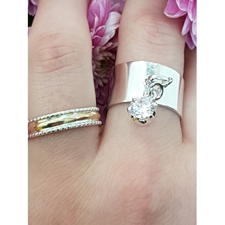Gold and Sterling silver engagement ring, Bijuterii de argint lucrate manual, handmade