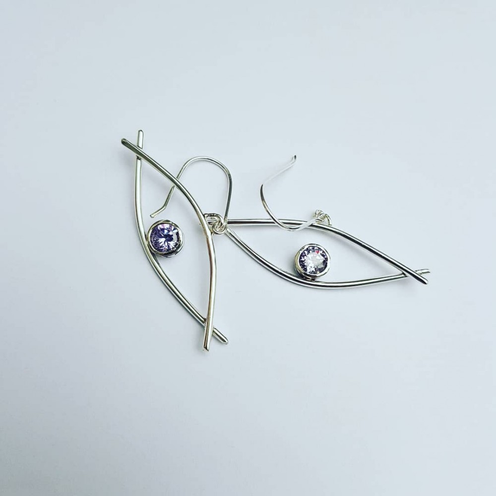 Sterling silver earrings and amethysts