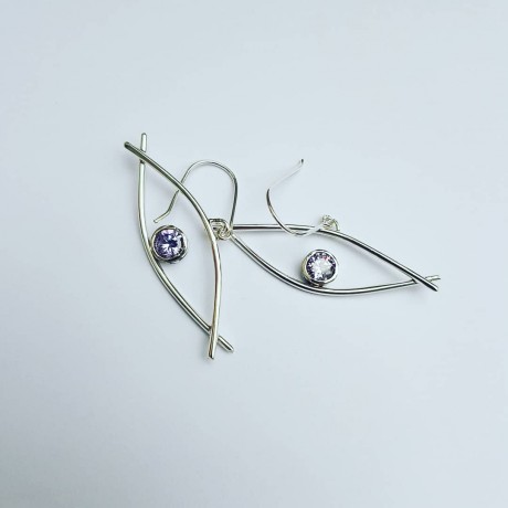 Sterling silver earrings and amethysts, Bijuterii de argint lucrate manual, handmade