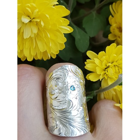 Sterling silver ring Swirling Flowers, Bijuterii de argint lucrate manual, handmade