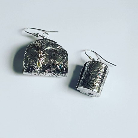 Sterling silver earrings and citrines, Bijuterii de argint lucrate manual, handmade
