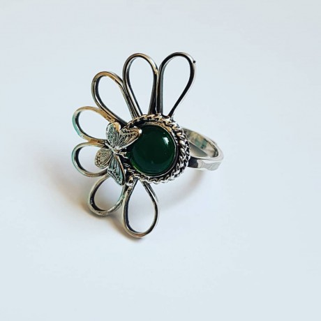 Sterling silver ring with natural agate stone UpcomingSprings, Bijuterii de argint lucrate manual, handmade