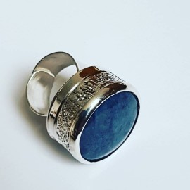 Large Sterling silver ring with natural lapislazuli BluePilgrim