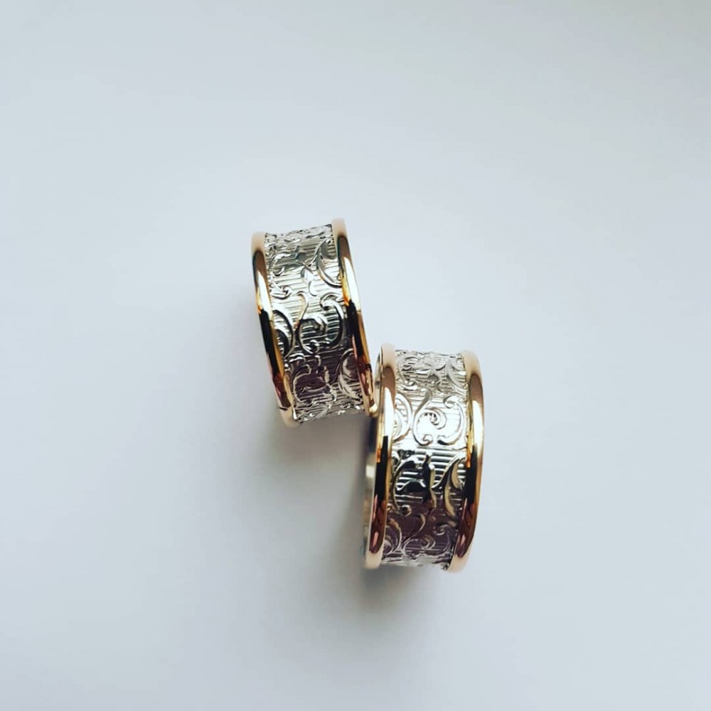 Sterling silver and gold wedding bands