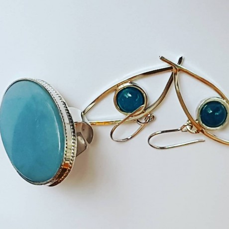 Sterling silver earrings and aquamarines, Bijuterii de argint lucrate manual, handmade