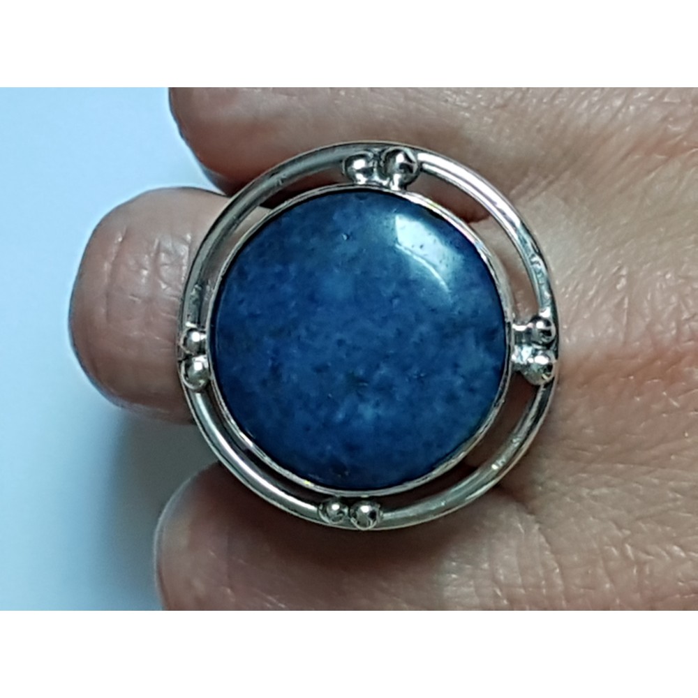 Large Sterling Silver ring with natural lapislazuli Blue Lure