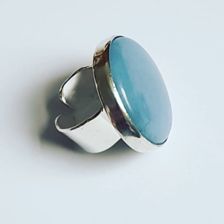 Handmade ring made of solid Ag925 silver and natural Angelite Seashore Weight, Bijuterii de argint lucrate manual, handmade