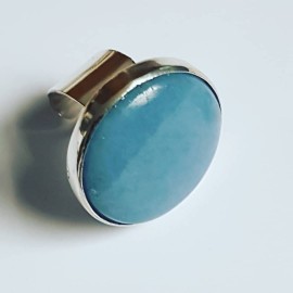 Handmade ring made of solid Ag925 silver and natural Angelite Seashore Weight