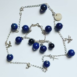 Ag925 silver necklace with silver figurines and natural lapis lazuli Summer Delicacies