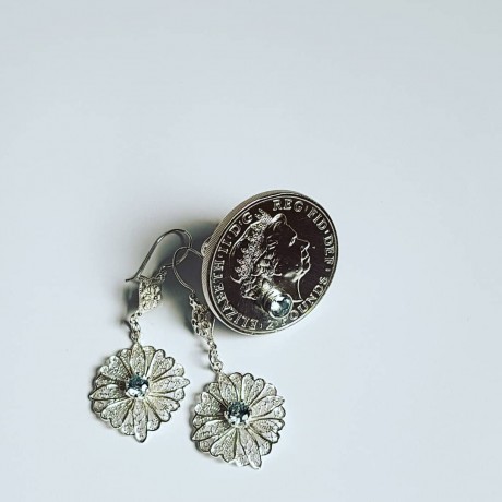 Earrings made entirely by hand in Ag925 silver and aquamarine, Bijuterii de argint lucrate manual, handmade