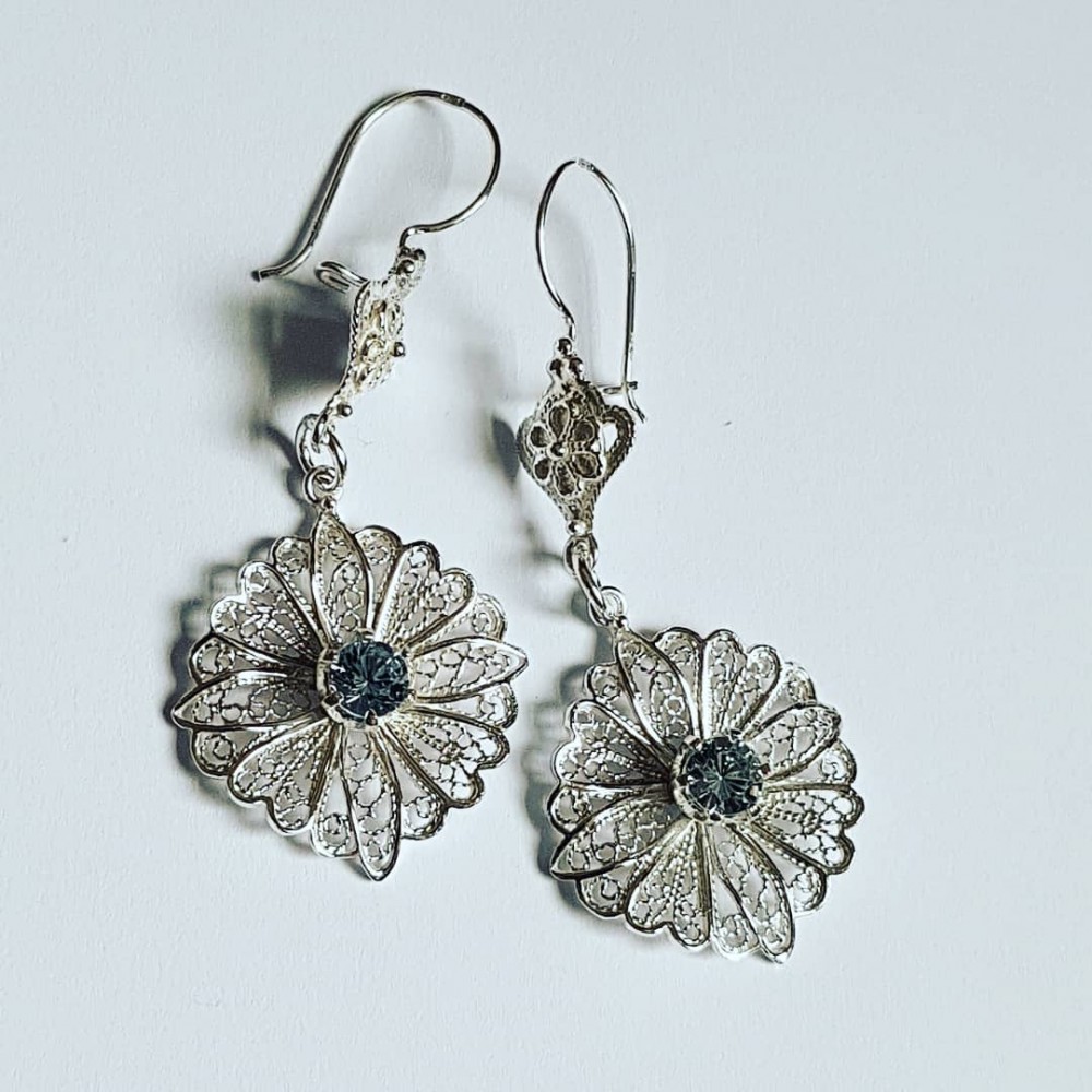 Earrings made entirely by hand in Ag925 silver and aquamarine