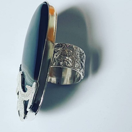 Sterling silver ring with natural sardonix Mark My Stripes, Bijuterii de argint lucrate manual, handmade