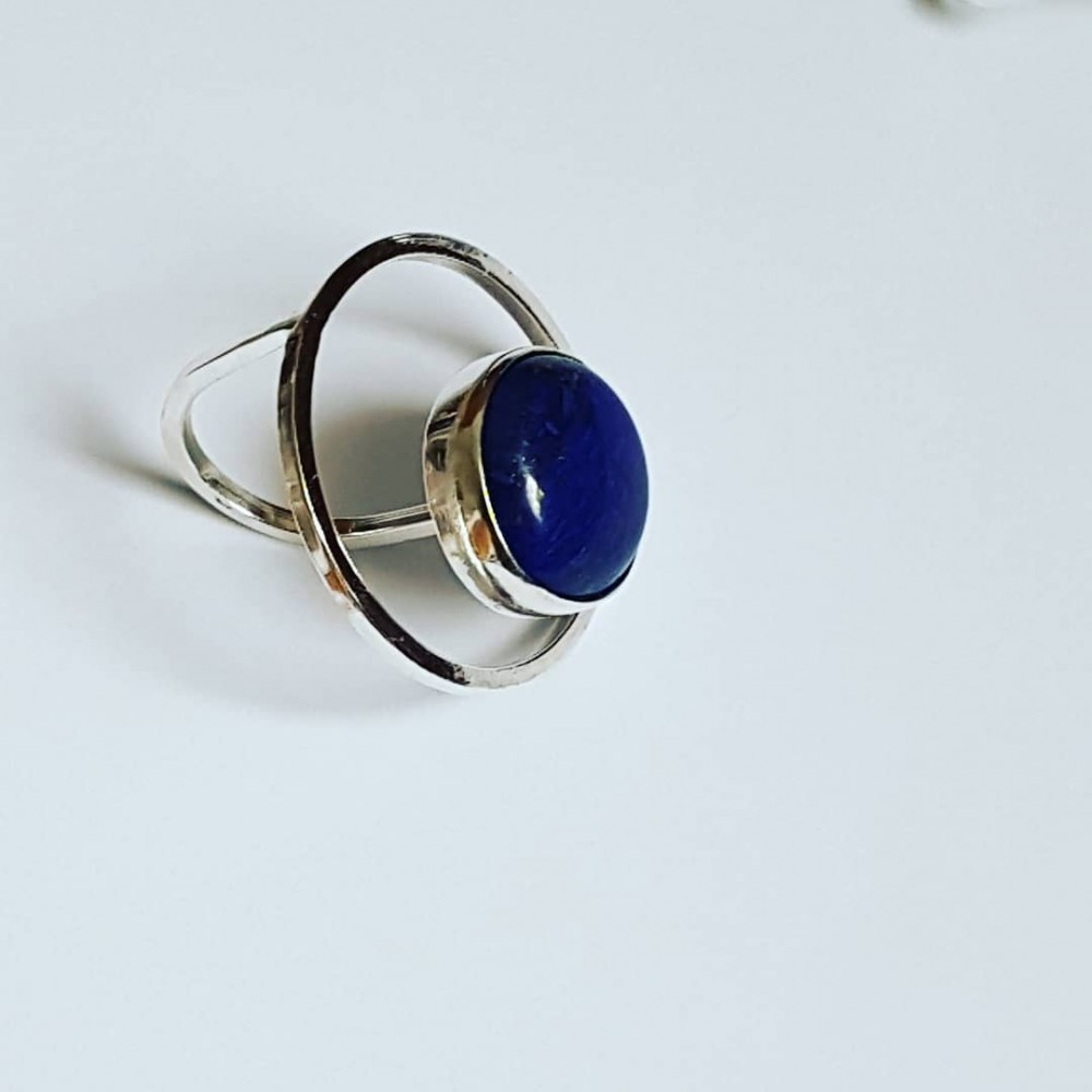 Handmade ring made entirely of Ag925 silver and natural lapis lazuli DazzlingBlues