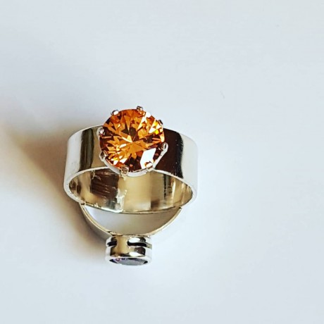 Engagement ring made entirely by hand from Ag925 silver and SparlingHabits citrine, Bijuterii de argint lucrate manual, handmade