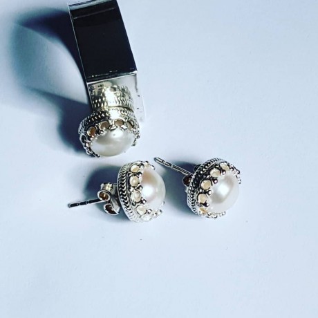 Solid Ag925 Silver Set (Ring, Earrings, Pendant) and Perlicious Cultured Pearls, Bijuterii de argint lucrate manual, handmade