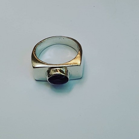 Ring made entirely by hand in Ag925 silver and natural amethyst, Bijuterii de argint lucrate manual, handmade
