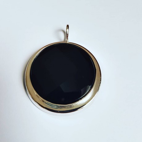 Handmade pendant made entirely of solid Ag925 silver and natural black onyx, Bijuterii de argint lucrate manual, handmade