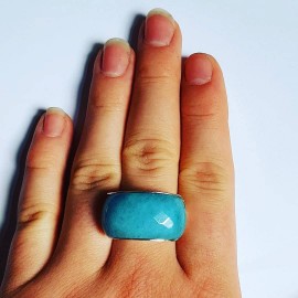 Ring made entirely by hand in Ag925 silver and natural Angelite BlueSpottie, Bijuterii de argint lucrate manual, handmade
