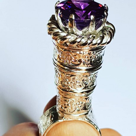 LARGE ring handmade entirely in solid Ag925 silver and MagicTemple amethyst, Bijuterii de argint lucrate manual, handmade