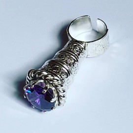 LARGE ring handmade entirely in solid Ag925 silver and MagicTemple amethyst