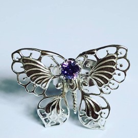 Ring made entirely by hand in Ag925 silver and amethyst ButterBabe