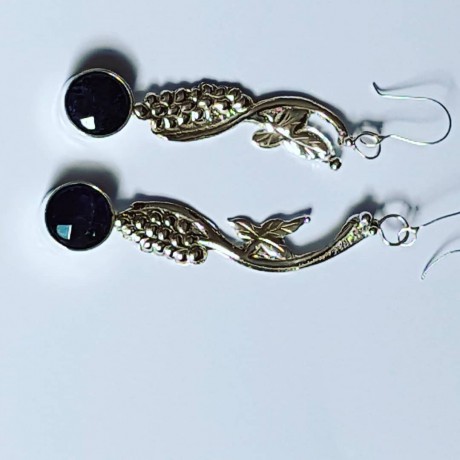 Handmade earrings in Ag925 silver and natural amethyst Vineards Dangles, Bijuterii de argint lucrate manual, handmade